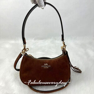 Coach Teri Mini Crossbody/Shoulder Bag In Suede/Gold/Vintage Brown CCE42 NWT